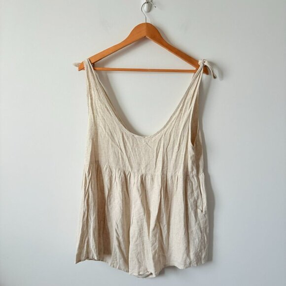 Princess Polly Tay Linen Blend Romper NWT Beige Size 10 - Picture 6 of 8